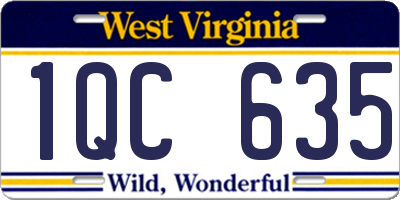 WV license plate 1QC635