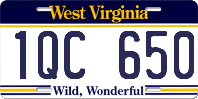WV license plate 1QC650