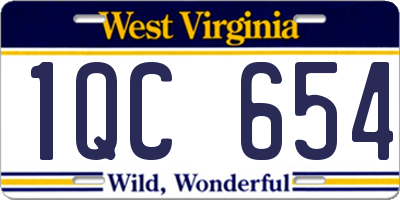 WV license plate 1QC654