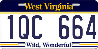 WV license plate 1QC664