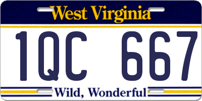 WV license plate 1QC667