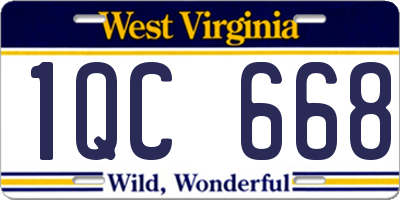 WV license plate 1QC668
