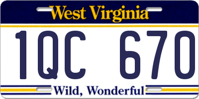 WV license plate 1QC670