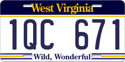 WV license plate 1QC671
