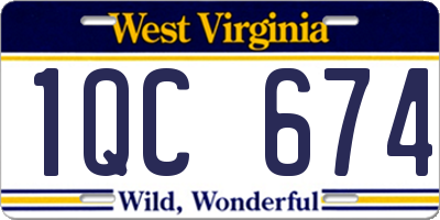 WV license plate 1QC674