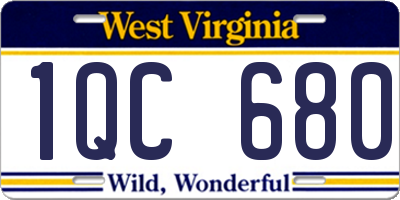 WV license plate 1QC680