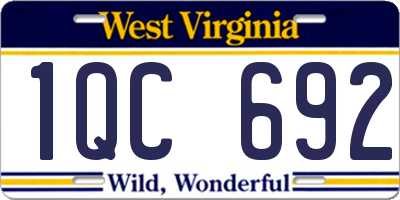 WV license plate 1QC692