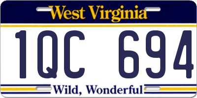 WV license plate 1QC694