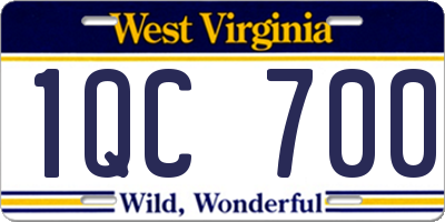 WV license plate 1QC700