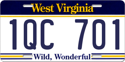 WV license plate 1QC701