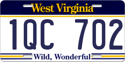 WV license plate 1QC702