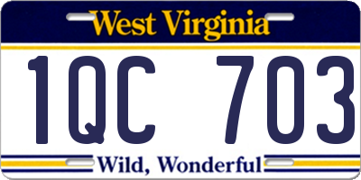 WV license plate 1QC703
