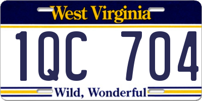WV license plate 1QC704