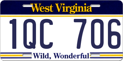 WV license plate 1QC706