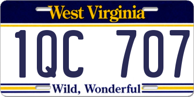 WV license plate 1QC707