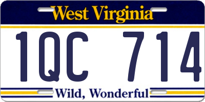 WV license plate 1QC714