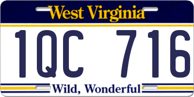 WV license plate 1QC716