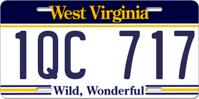 WV license plate 1QC717