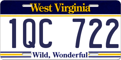 WV license plate 1QC722