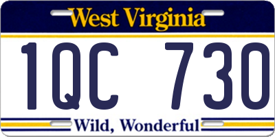 WV license plate 1QC730