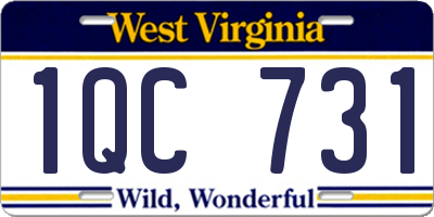 WV license plate 1QC731
