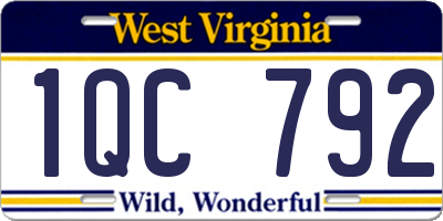 WV license plate 1QC792