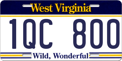 WV license plate 1QC800
