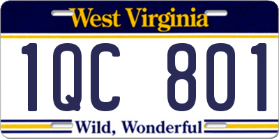 WV license plate 1QC801