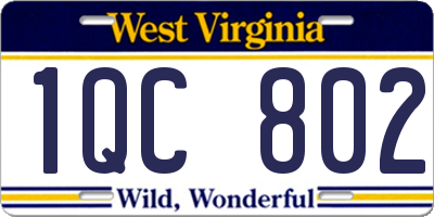 WV license plate 1QC802