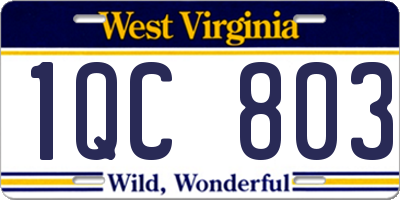 WV license plate 1QC803