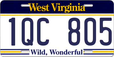WV license plate 1QC805