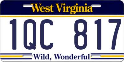 WV license plate 1QC817