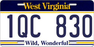 WV license plate 1QC830