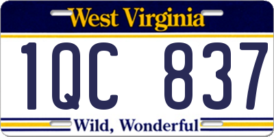 WV license plate 1QC837