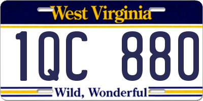 WV license plate 1QC880