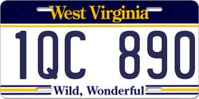 WV license plate 1QC890
