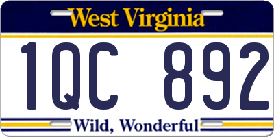 WV license plate 1QC892