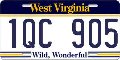 WV license plate 1QC905
