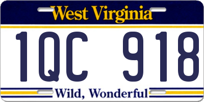 WV license plate 1QC918
