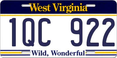 WV license plate 1QC922