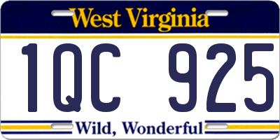 WV license plate 1QC925