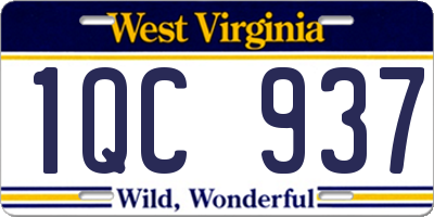WV license plate 1QC937