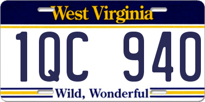 WV license plate 1QC940