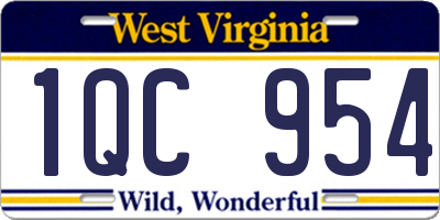 WV license plate 1QC954