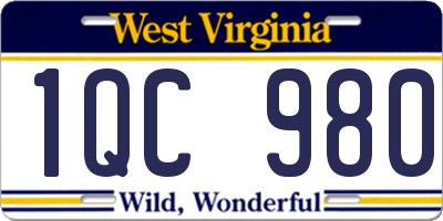 WV license plate 1QC980