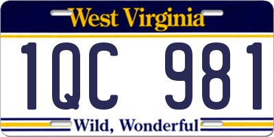 WV license plate 1QC981