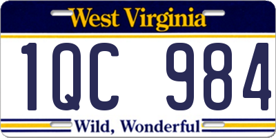 WV license plate 1QC984