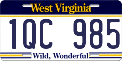 WV license plate 1QC985