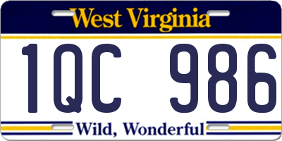 WV license plate 1QC986