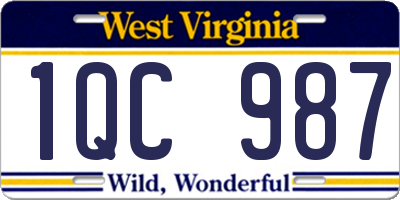 WV license plate 1QC987